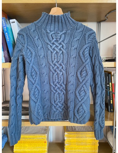 c.1990 Handknitted Blanc Bleu pullover meilleur choix