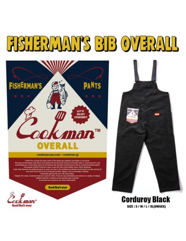 Cookman Fisherman's Bib Overall - Corduroy : Black Livraison rapide