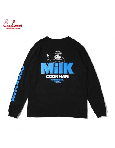 Cookman Long Sleeve T-shirts - Milk : Black sur le site 