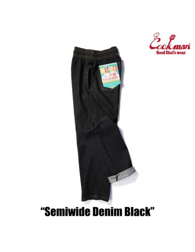 Cookman Chef Pants Semiwide- Denim : Black brillant des détails fins